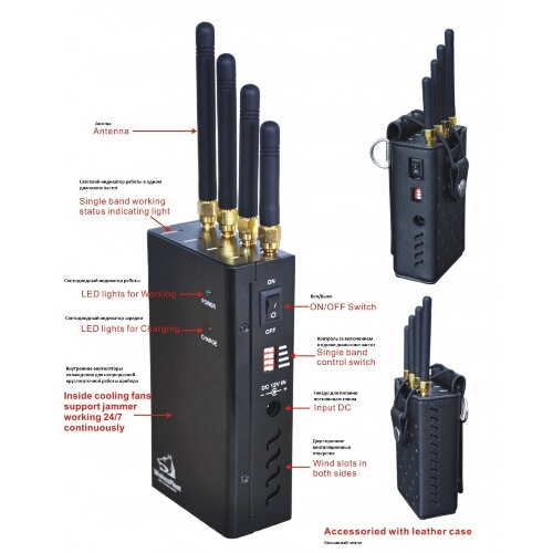 Four Antenna Handheld Cell Phone & Wifi Jammer Blocker