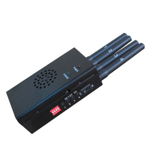 Four Antenna Handheld Cell Phone & Wifi 2.4G Jammer with Cooling Fan