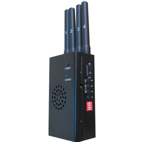 Four Antenna Handheld Cell Phone & Wifi 2.4G Jammer with Cooling Fan